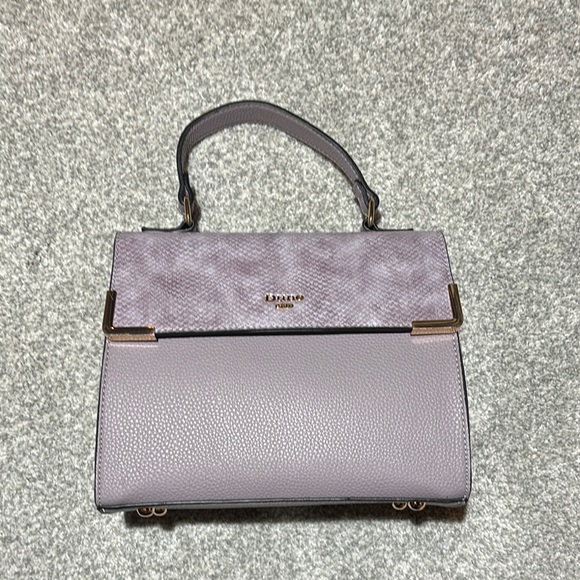 Dune London Purple Leather Handbag faux snakeskin top handle purse lavender bag - Picture 2 of 14